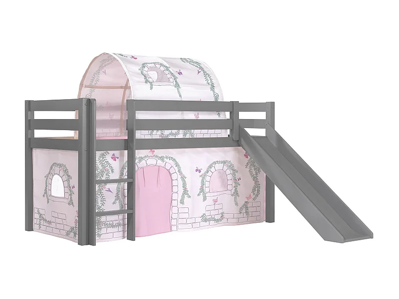 Pack - Lit Enfant Toboggan, Tente & Tunnel "Pino Birdy" Gris