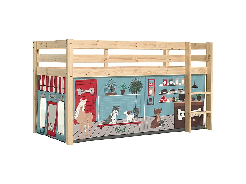 Cama baixa 90x200 incluindo a cobertura Pet Shop Vipack Pino Wood