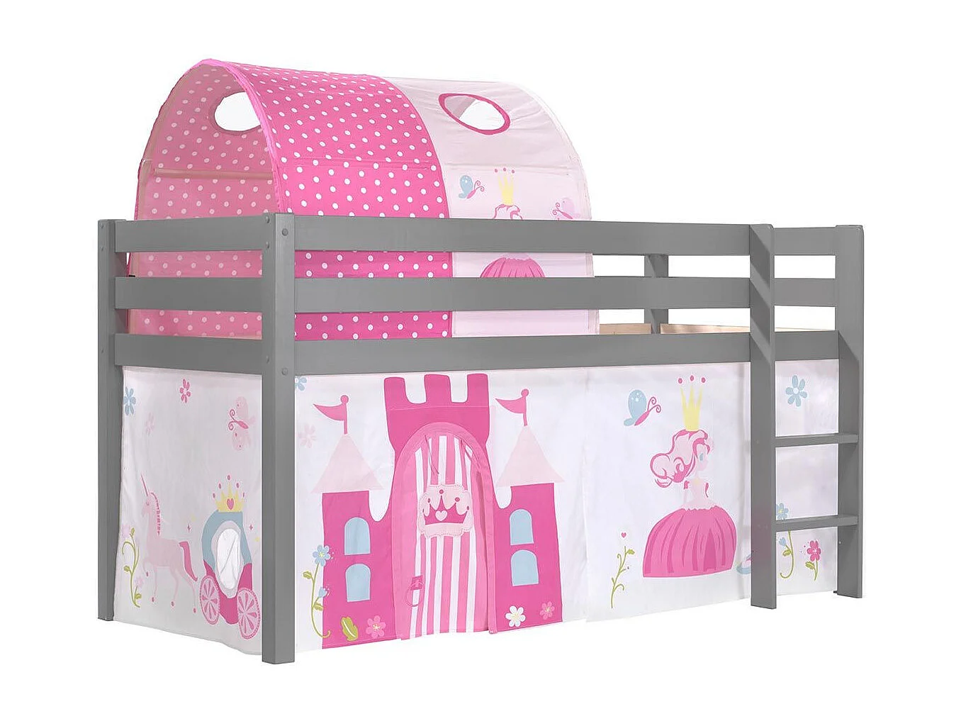 Pack - Lit Enfant, Tente & Tunnel "Pino Princesse" Gris