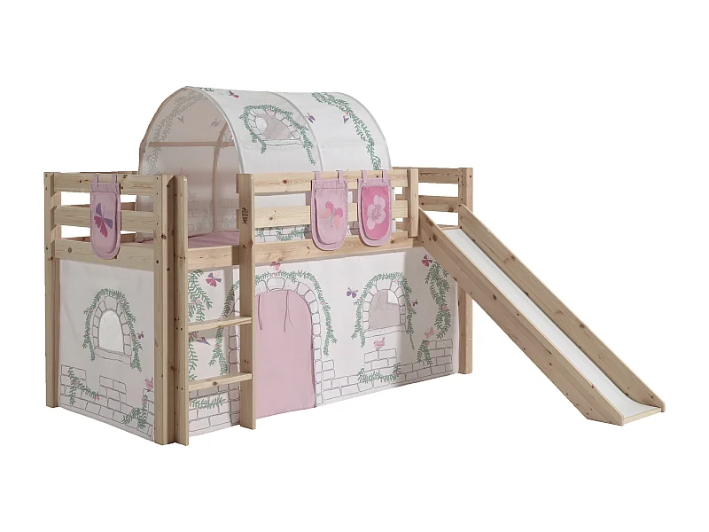 Pack - Lit Enfant Toboggan, Tente, Tunnel & 3 Pochettes "Pino Birdy" Naturel