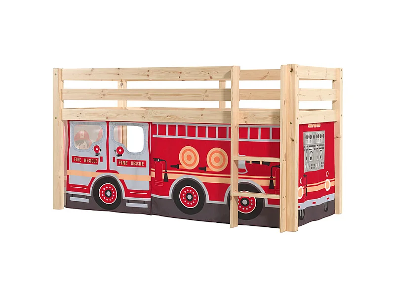 Vipack Pino Wood 90x200 Letto Mi-Height con Box Spring e rivestimento