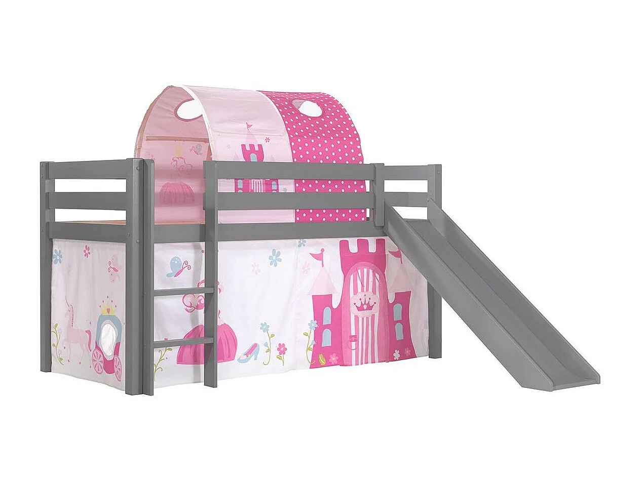 Pack - Lit Enfant, Tente & Tunnel "Pino Princesse" Gris