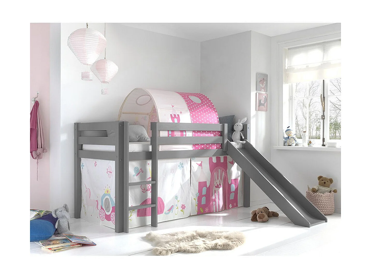 Pack - Lit Enfant, Tente & Tunnel "Pino Princesse" Gris