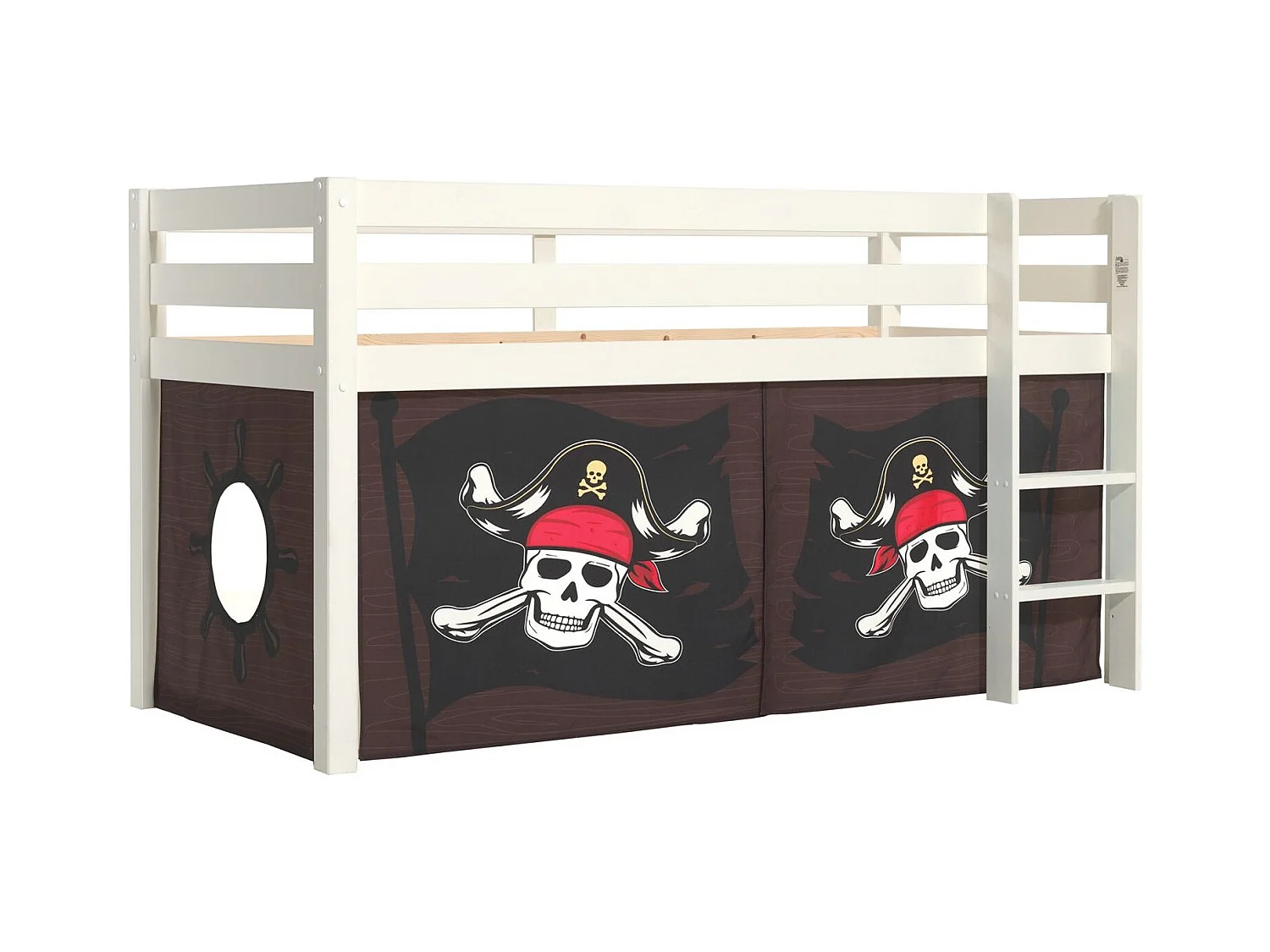 Lit Enfant Surélevé "Pino Caribian Pirates" 90x200cm Blanc