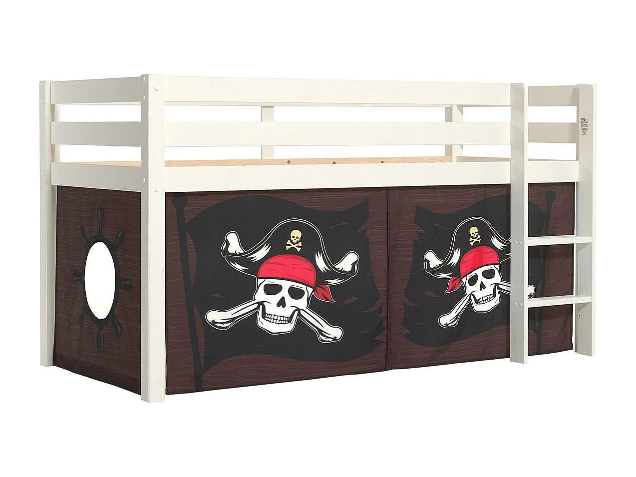 Lit Enfant Surélevé "Pino Caribian Pirates" 90x200cm Blanc