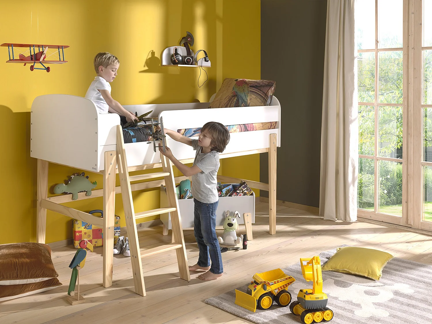 Lit Enfant "Kiddy" 90x200cm Naturel & Blanc