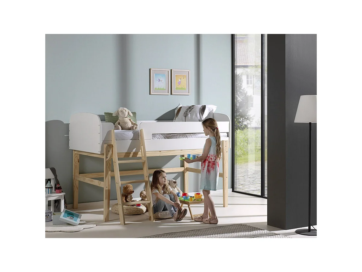 Cama baixa Vipack Kiddy 90x200 com estrado de molas - Branco