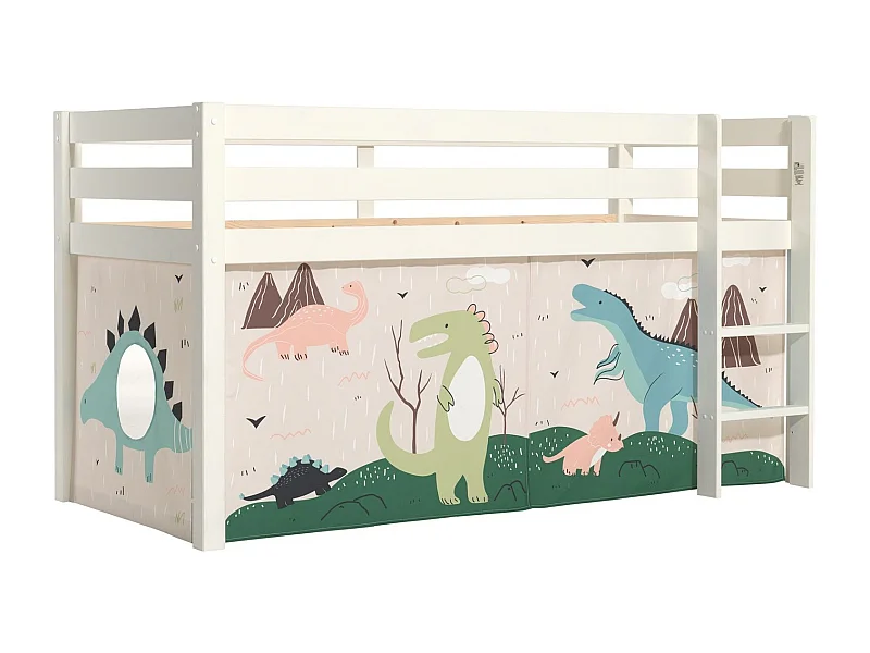 Lit Enfant Surélevé "Pino Dino" 90x200cm Blanc