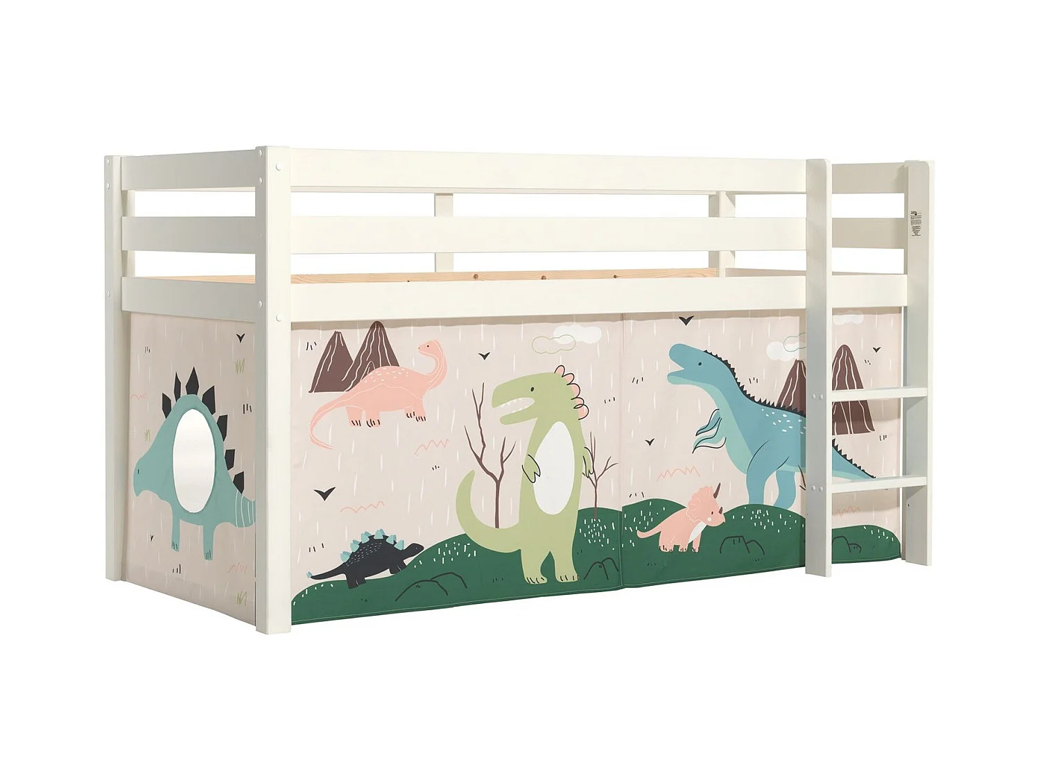 90x200 Letto Mi-Height Dino Vipack Pino Bianco