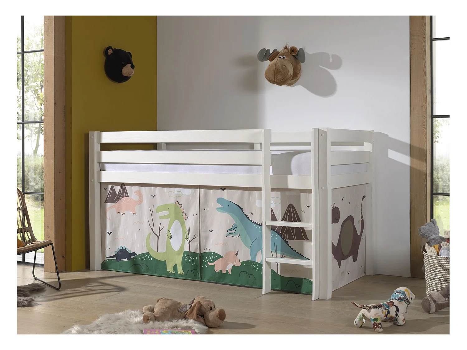 90x200 Letto Mi-Height Dino Vipack Pino Bianco