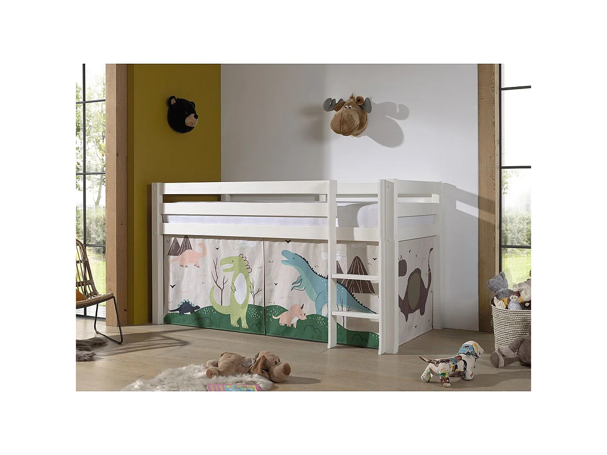 Lit Enfant Surélevé "Pino Dino" 90x200cm Blanc