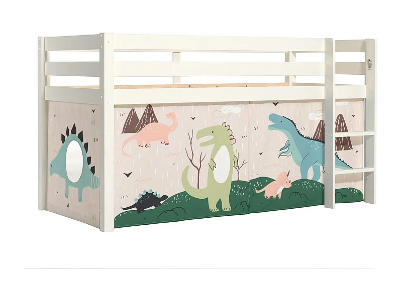 90x200 Letto Mi-Height Dino Vipack Pino Bianco