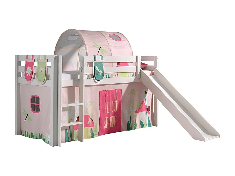 Pack - Lit Enfant, Tente, 3 Pochettes & Tunnel "Pino Spring" Blanc