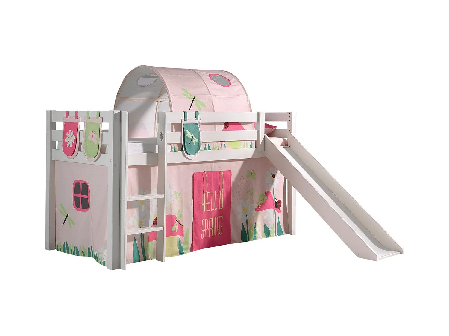 Pack - Lit Enfant, Tente, 3 Pochettes & Tunnel "Pino Spring" Blanc