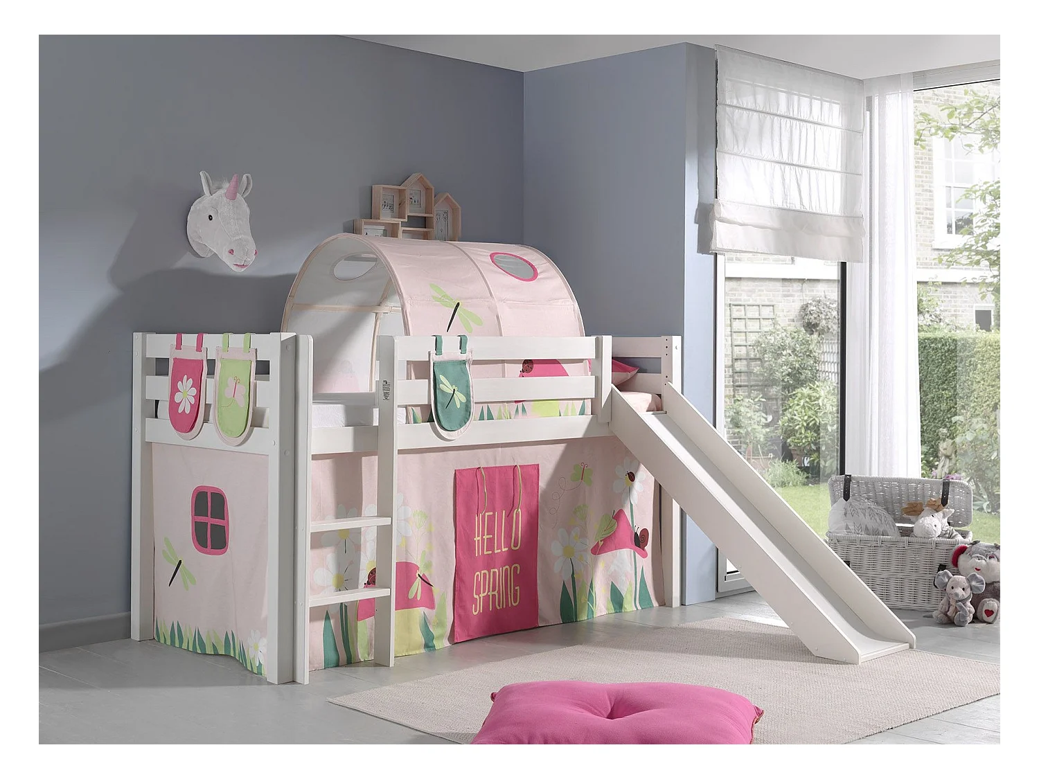 Pack - Lit Enfant, Tente, 3 Pochettes & Tunnel "Pino Spring" Blanc