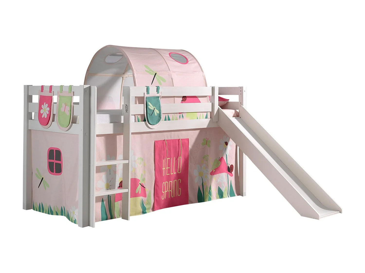 Pack - Lit Enfant, Tente, 3 Pochettes & Tunnel "Pino Spring" Blanc