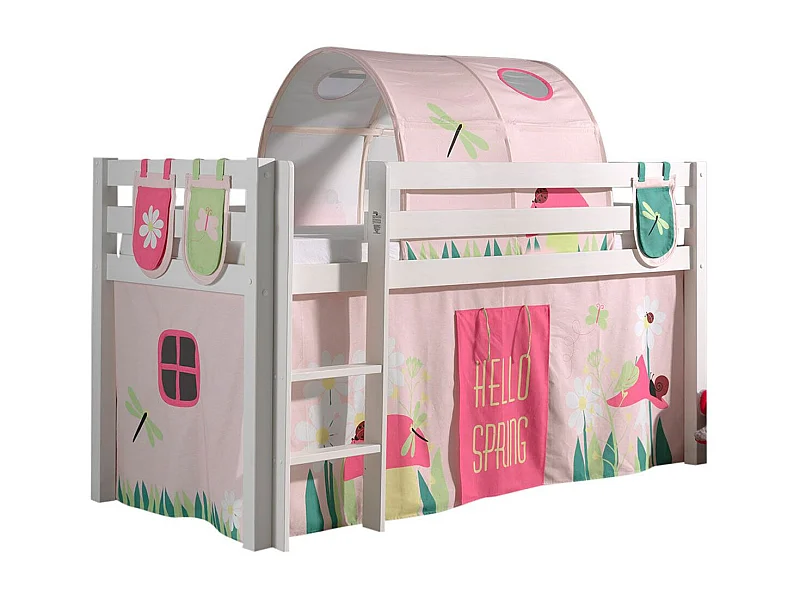 Pack - Lit Enfant, Tente, 3 Pochettes & Tunnel "Pino Spring" Blanc