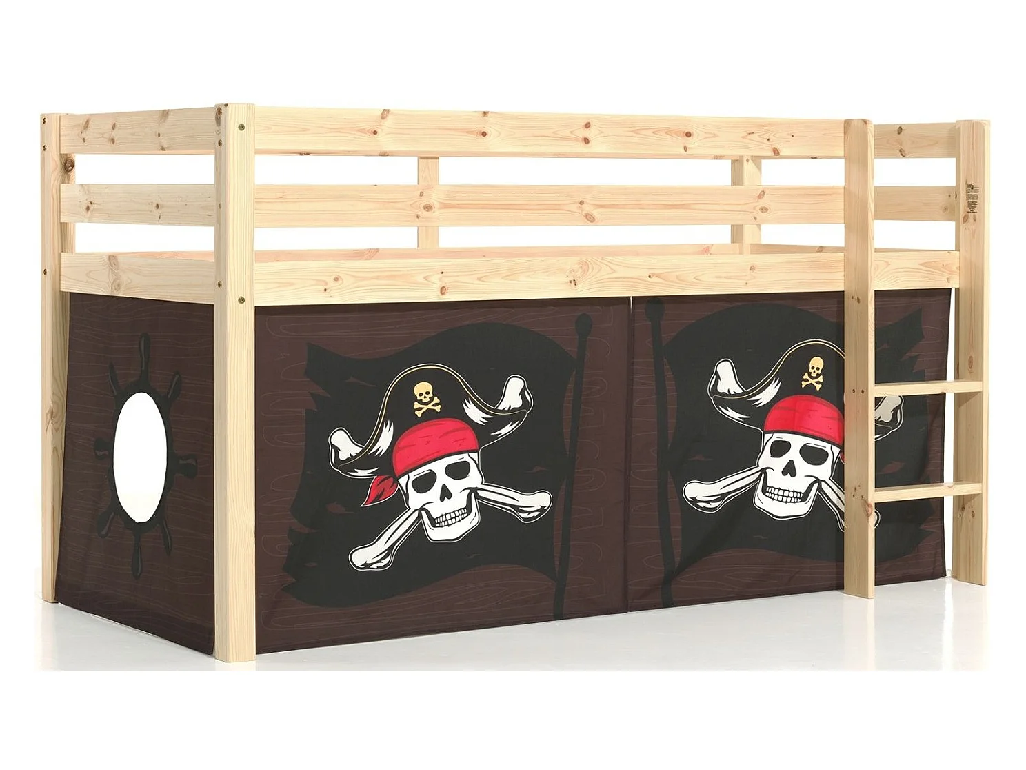 Lit Enfant Surélevé "Pino Caribian Pirates" 90x200cm Naturel