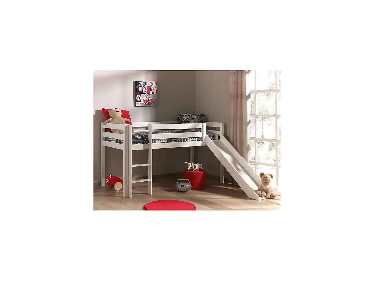 Cama Slide 90x200 cm pino macizo blanco Pino