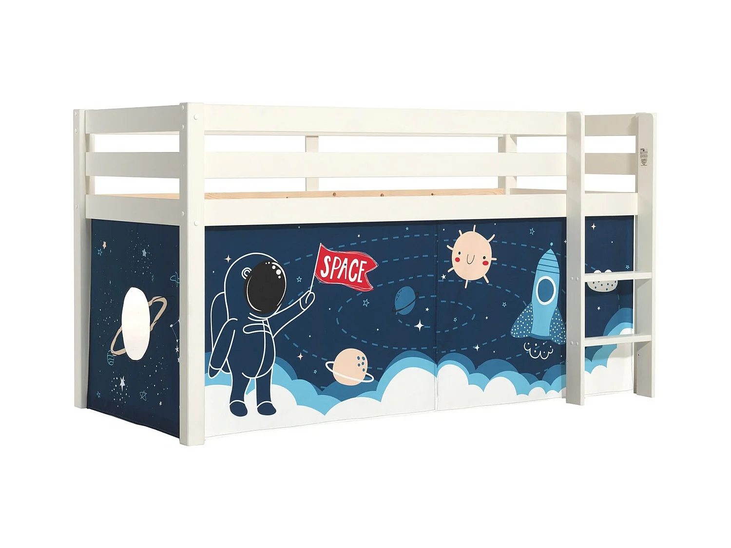 Lit Enfant Surélevé "Pino Space Shuttle" 90x200cm Blanc