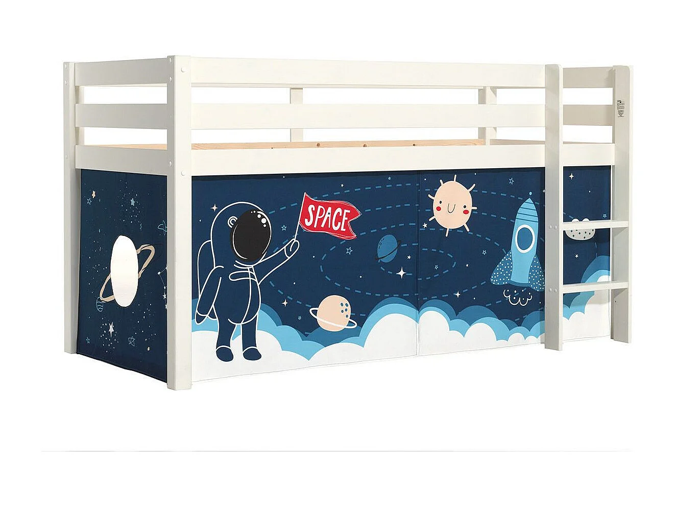 Lit Enfant Surélevé "Pino Space Shuttle" 90x200cm Blanc