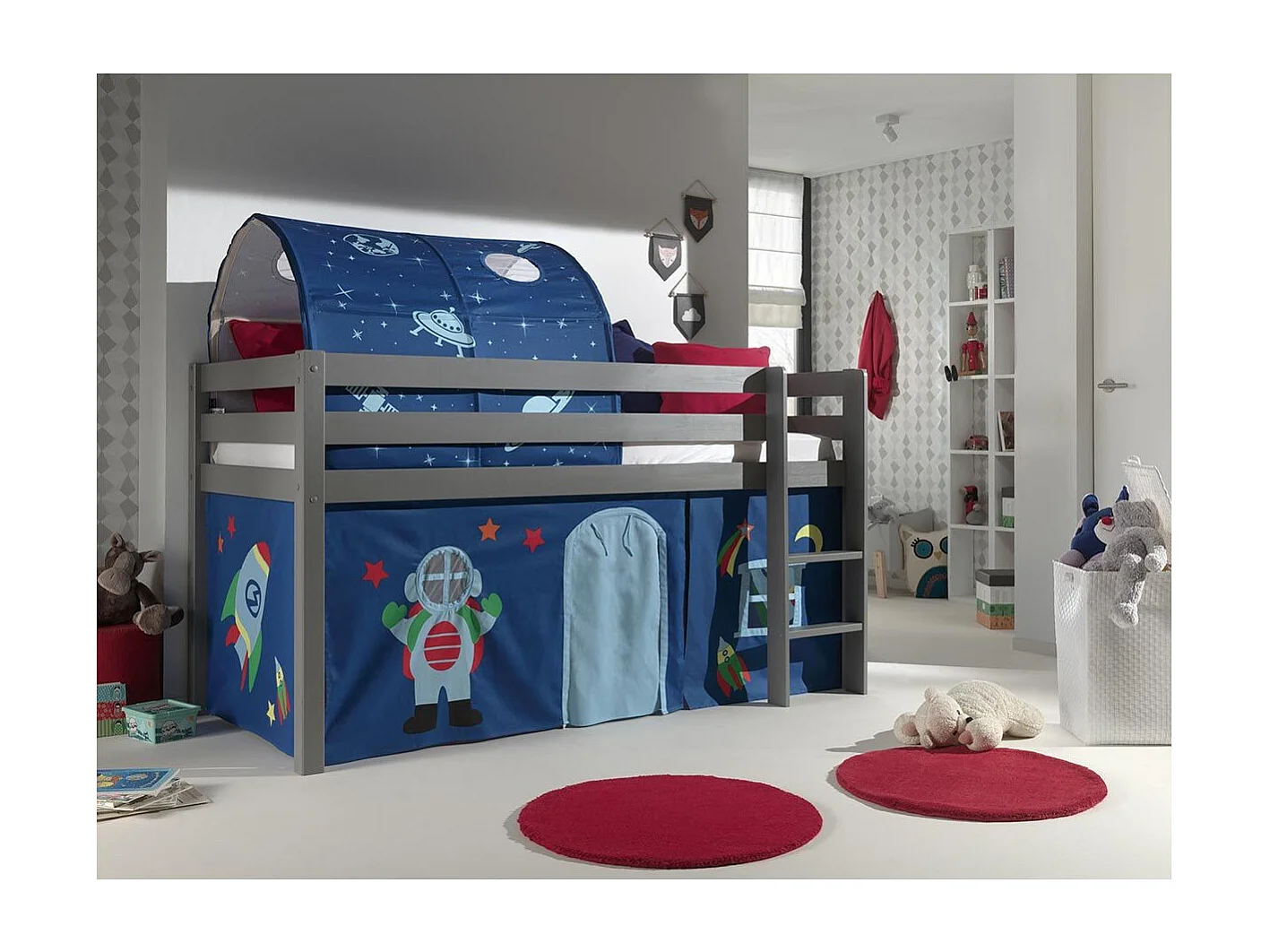 Pack - Lit Enfant, Tente & Tunnel "Pino Astronaute II" Gris