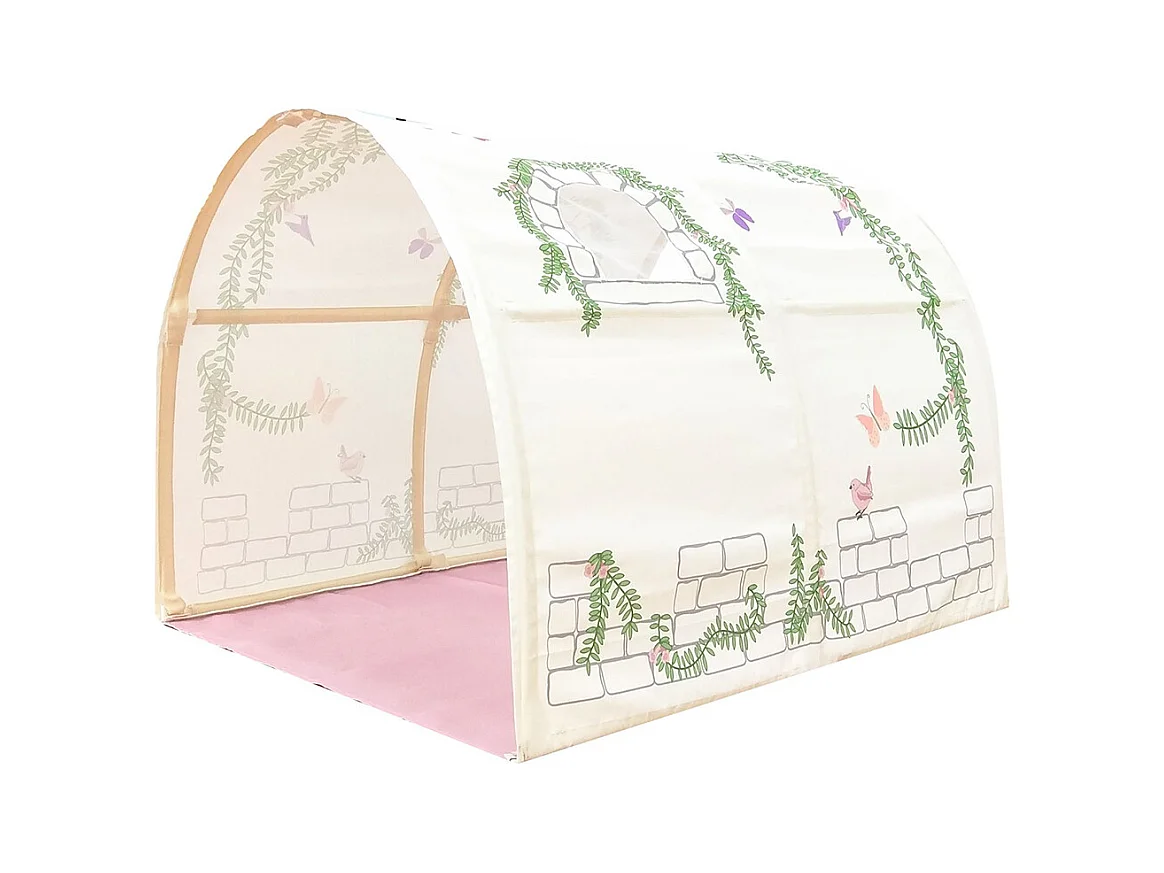 Glijbed 90x200 cm met tunneltent en 3 vakken contra wit massief grenen Pino