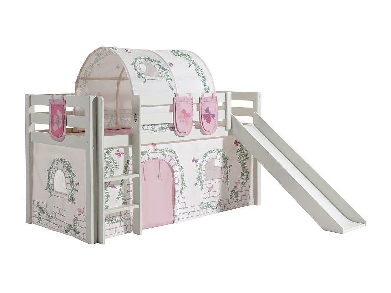 Pack - Lit Enfant Toboggan, Tente, Tunnel & 3 Pochettes "Pino Birdy" Blanc