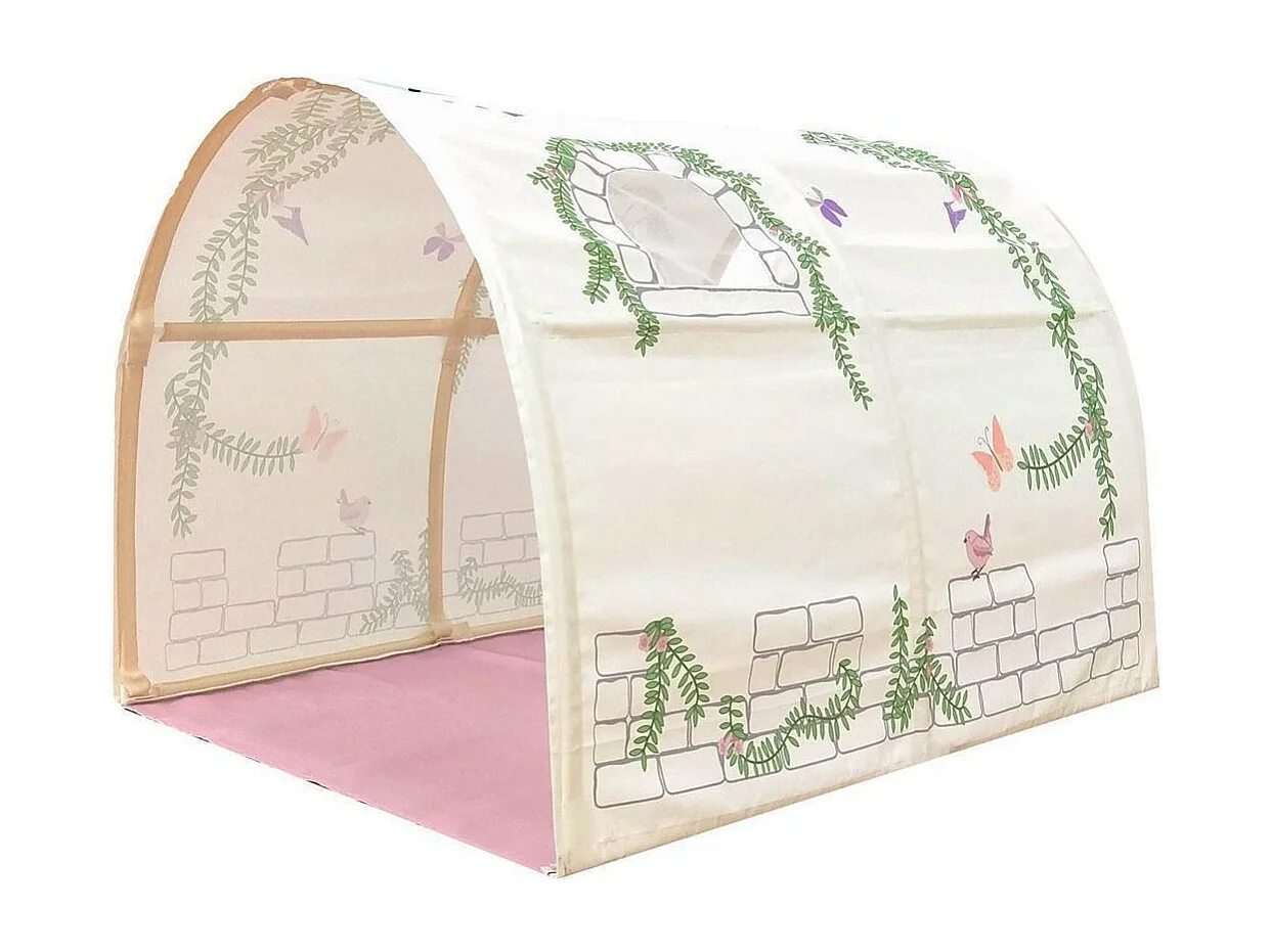 Pack - Lit Enfant Toboggan, Tente, Tunnel & 3 Pochettes "Pino Birdy" Blanc