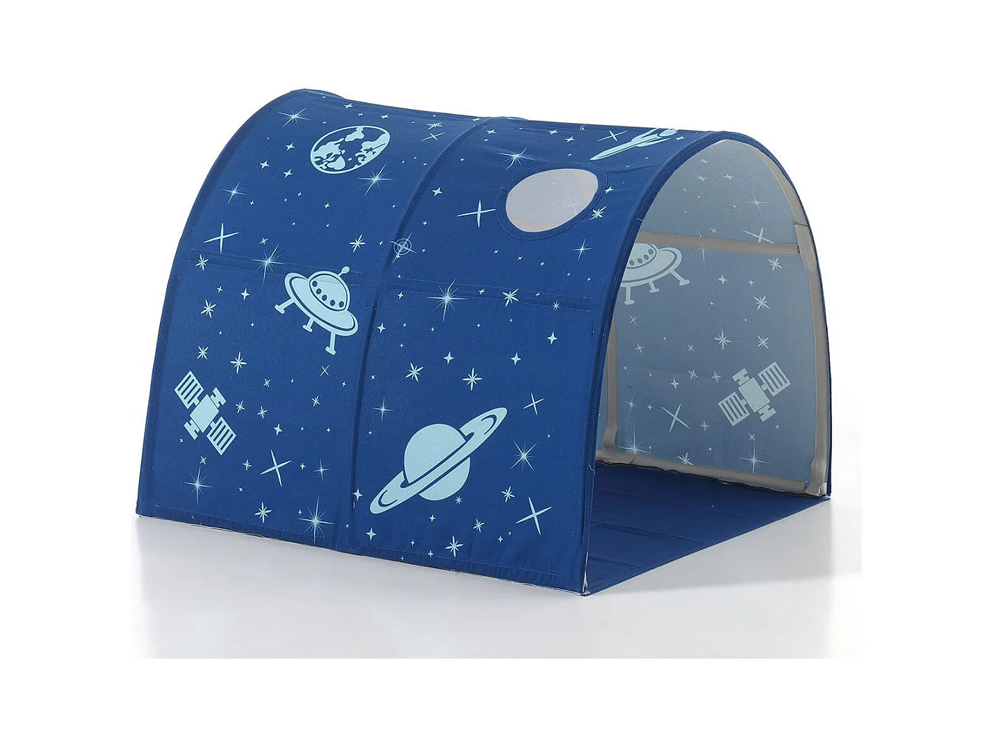 Cama altillo 90x200 cm con tienda túnel y 3 bolsillos de pino astra macizo blanco Pino