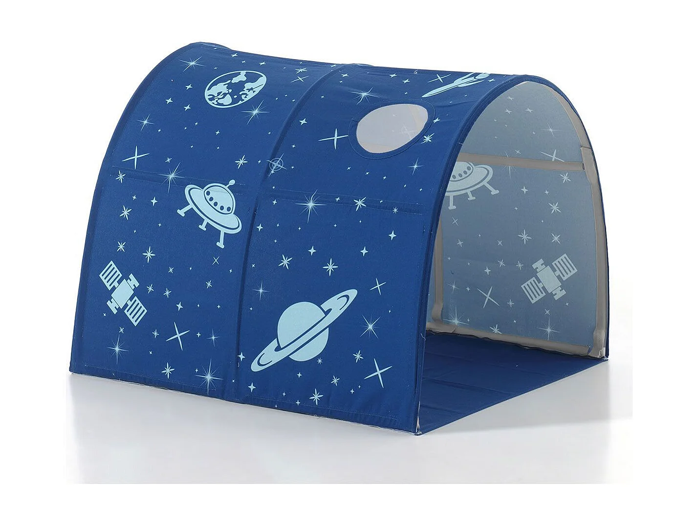 Pack - Lit Enfant Surélevé, Tente, 3 Pochettes & Tunnel "Pino Astronaute II" Blanc