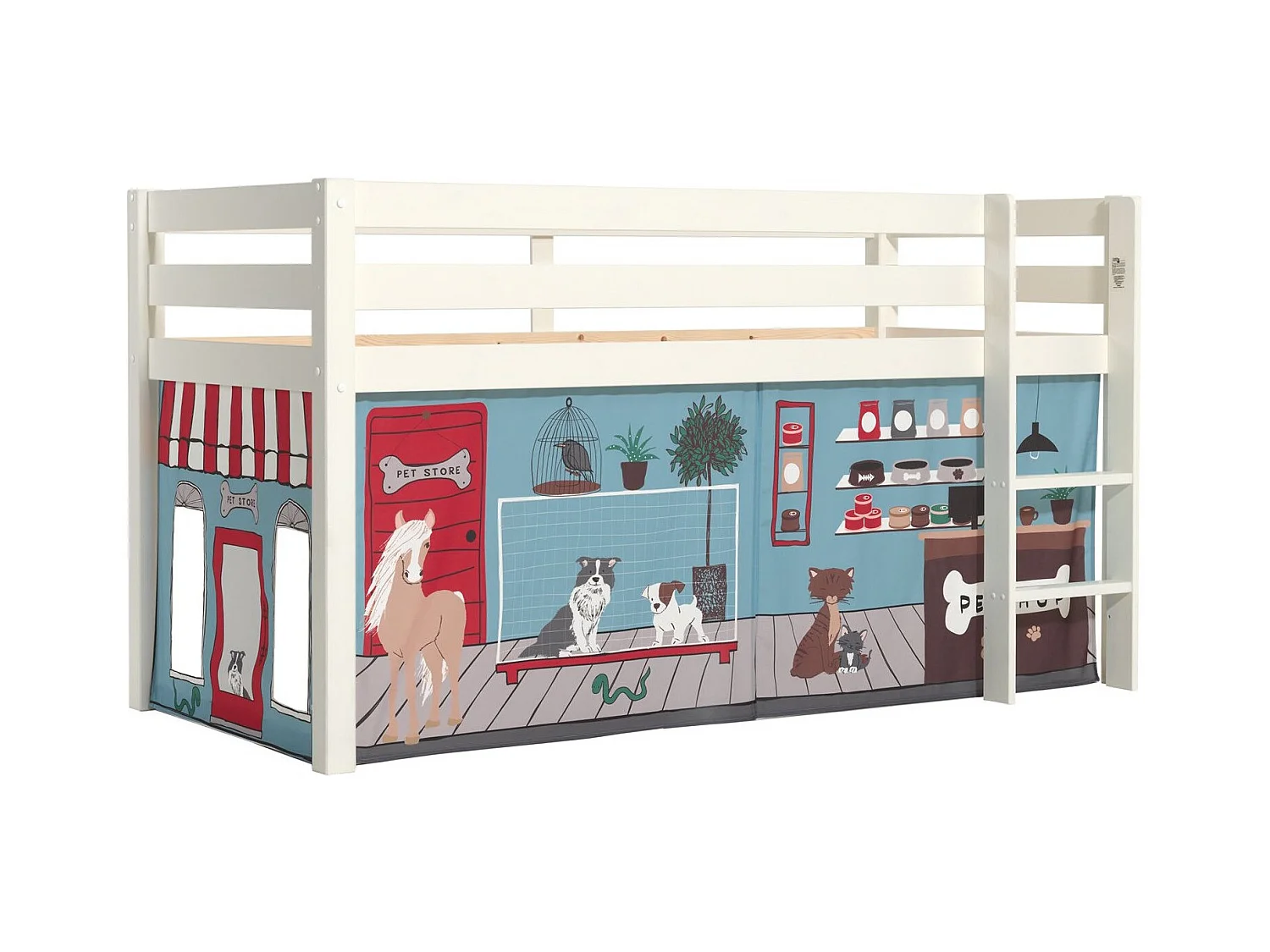 Lit Enfant Surélevé "Pino Pet Shop" Blanc