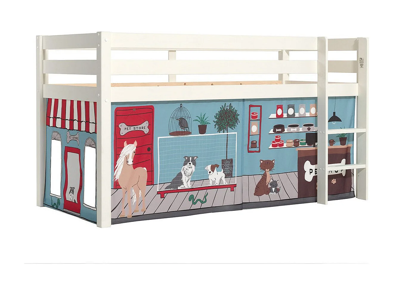 Lit Enfant Surélevé "Pino Pet Shop" Blanc