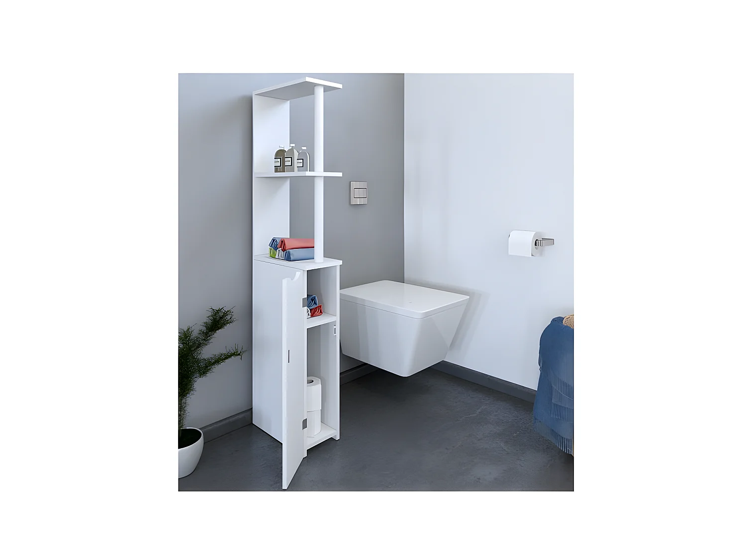 Meuble de toilettes SIBERIA 1 porte - 2 niches / Blanc