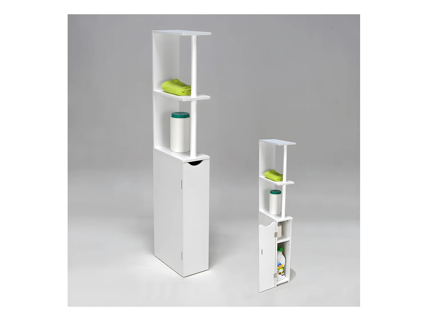 Meuble de toilettes SIBERIA 1 porte - 2 niches / Blanc