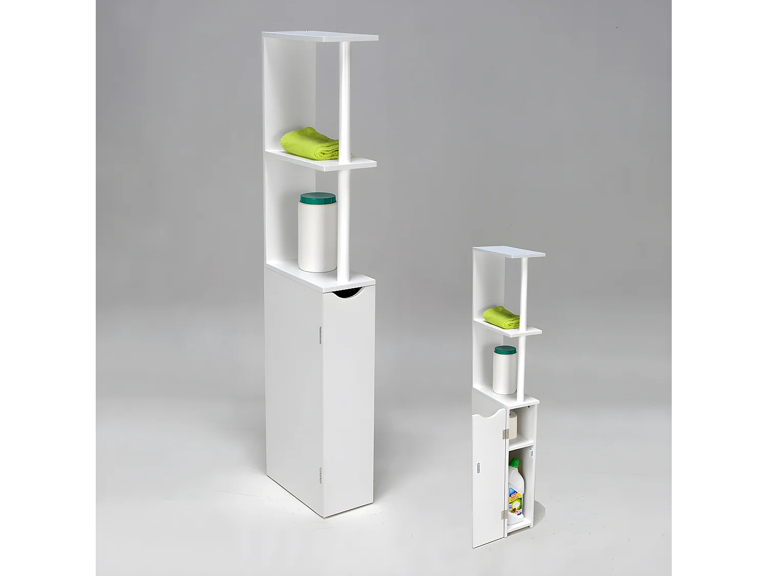 Meuble de toilettes SIBERIA 1 porte - 2 niches / Blanc