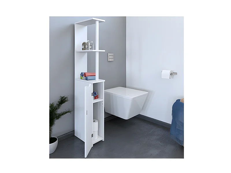 Meuble de toilettes SIBERIA 1 porte - 2 niches / Blanc