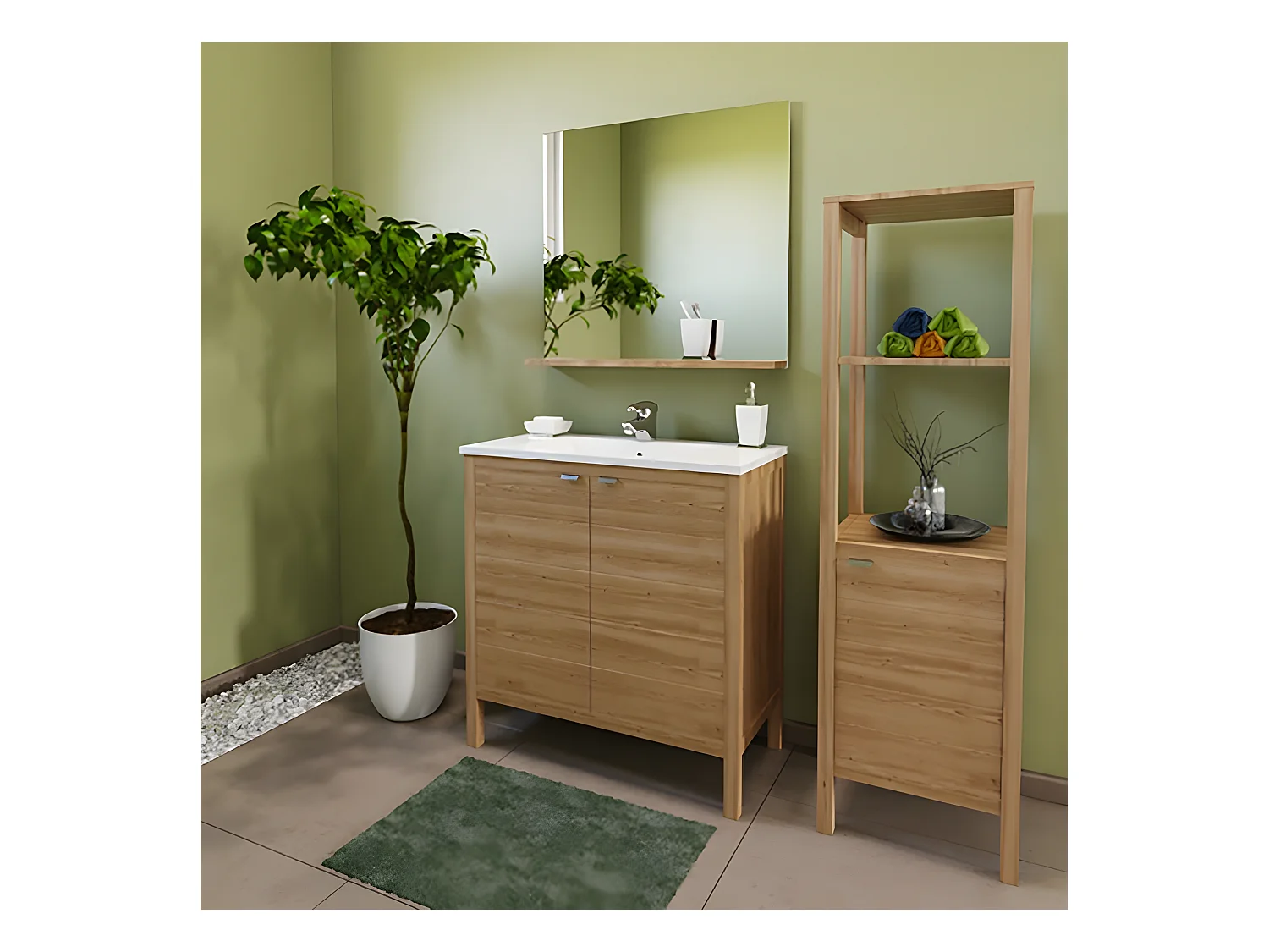 Meuble de rangement TRIBU 1 porte - 3 tablettes / Décor Chêne