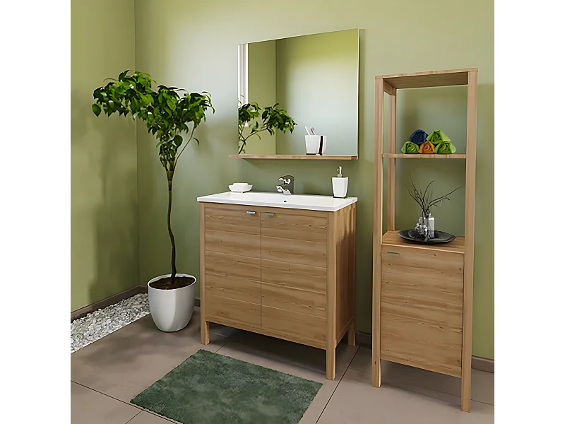 Meuble de rangement TRIBU 1 porte - 3 tablettes / Décor Chêne