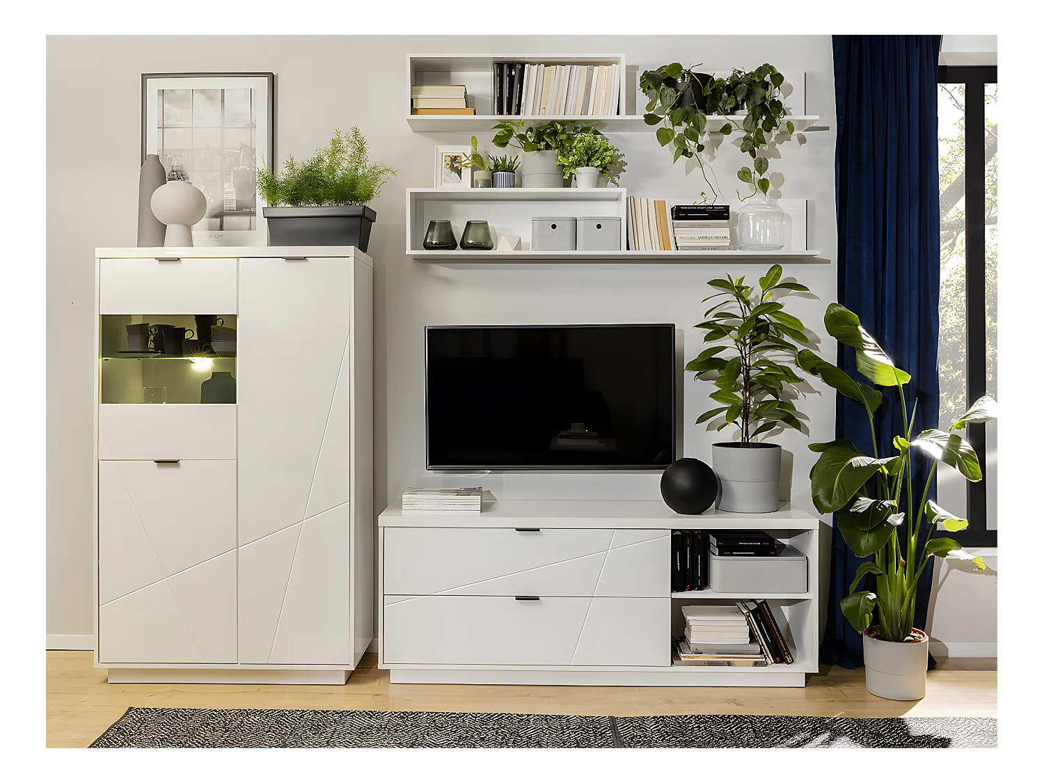 TV-meubel 2 laden 2 nissen 156 cm Sven Wit