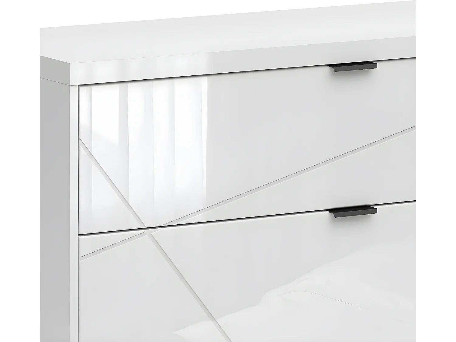 Meuble TV 2 tiroirs 2 niches 156 cm Sven Blanc