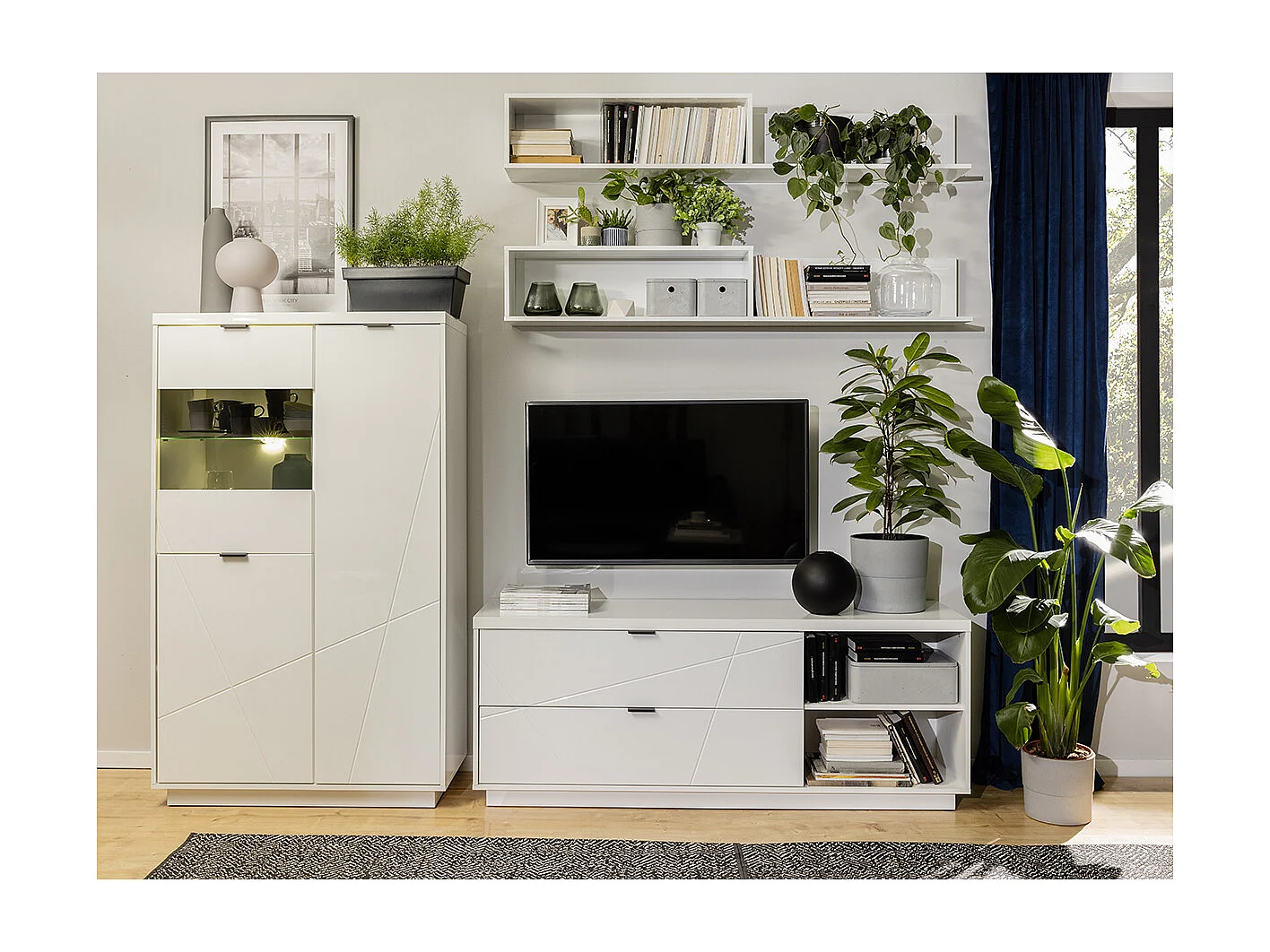 TV-meubel 2 laden 2 nissen 156 cm Sven Wit