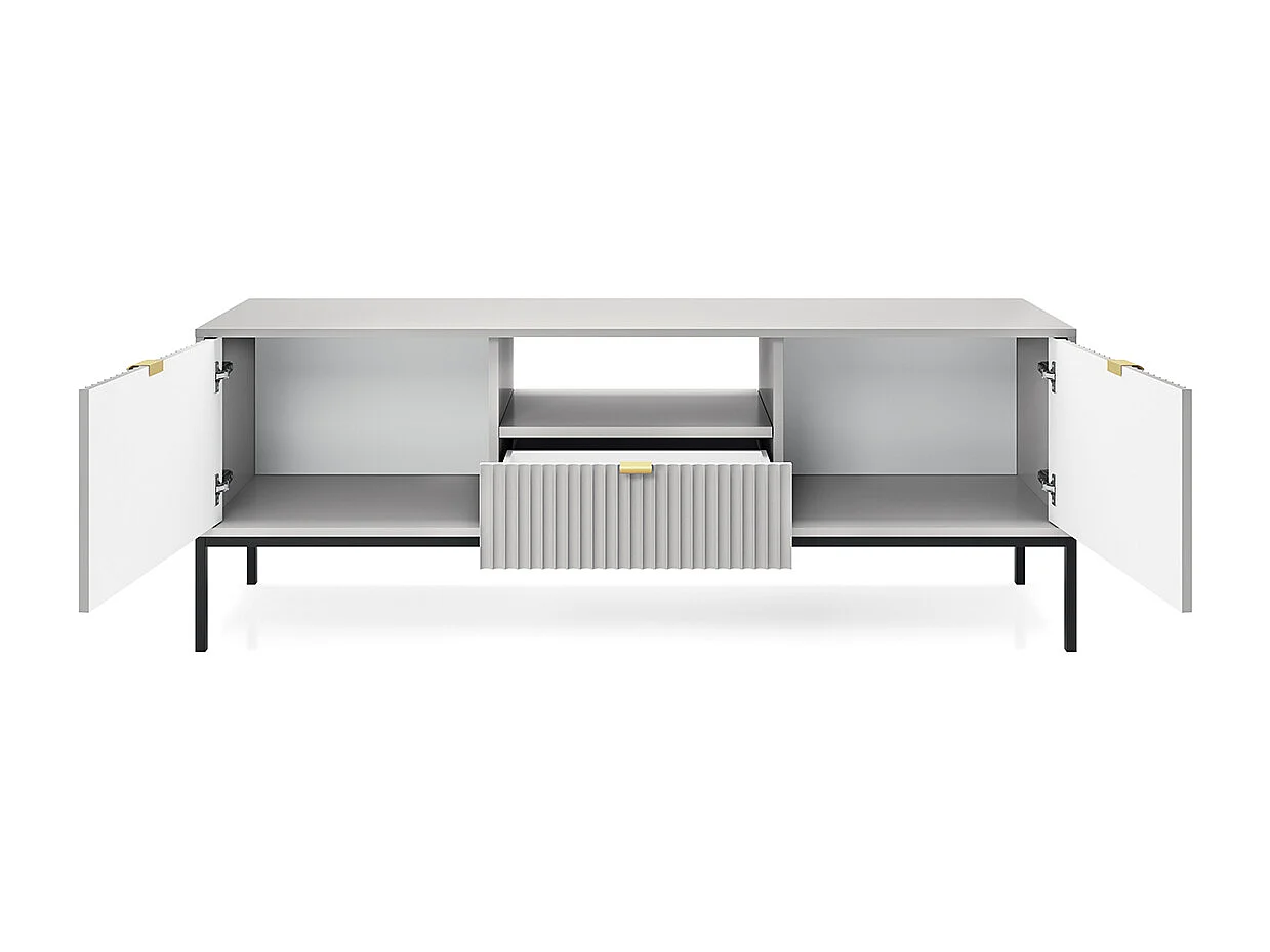 Meuble TV 2 portes 1 tiroir 154 cm Rava Gris
