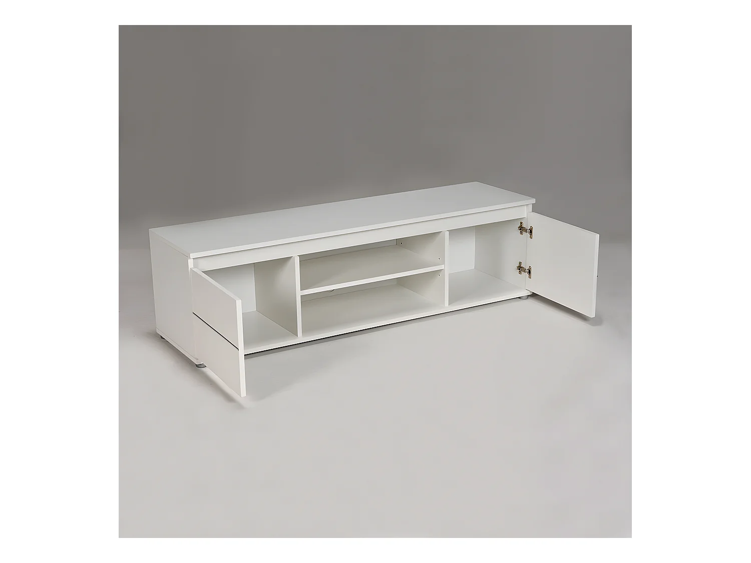 Meuble TV/Vidéo COMO 140cm 2 portes + 1 niche / Blanc