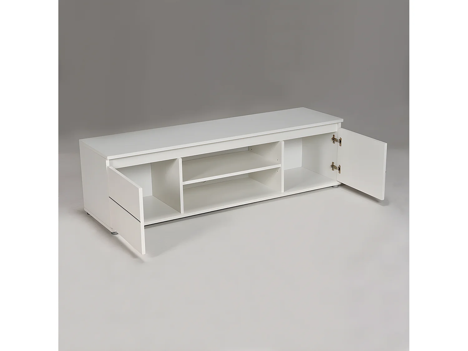 Meuble TV/Vidéo COMO 140cm 2 portes + 1 niche / Blanc