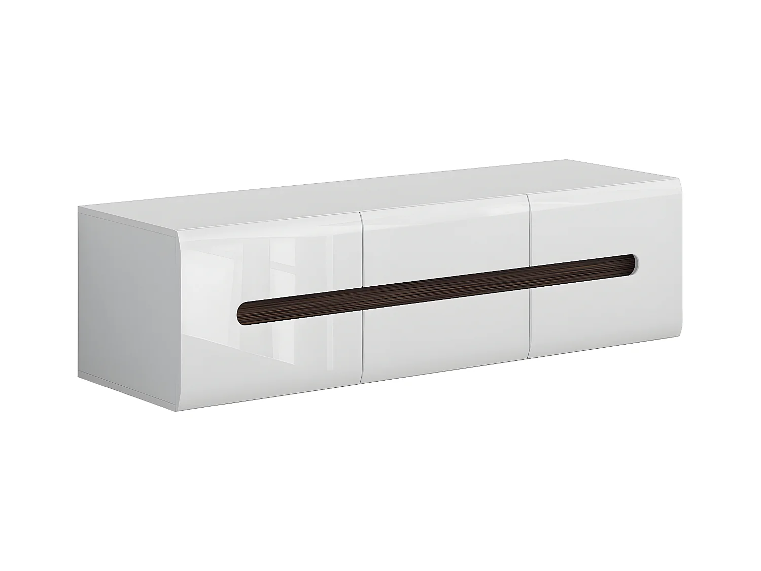 Meuble TV 2 portes 2 tiroirs 150 cm Darrel Blanc laqué et Bois