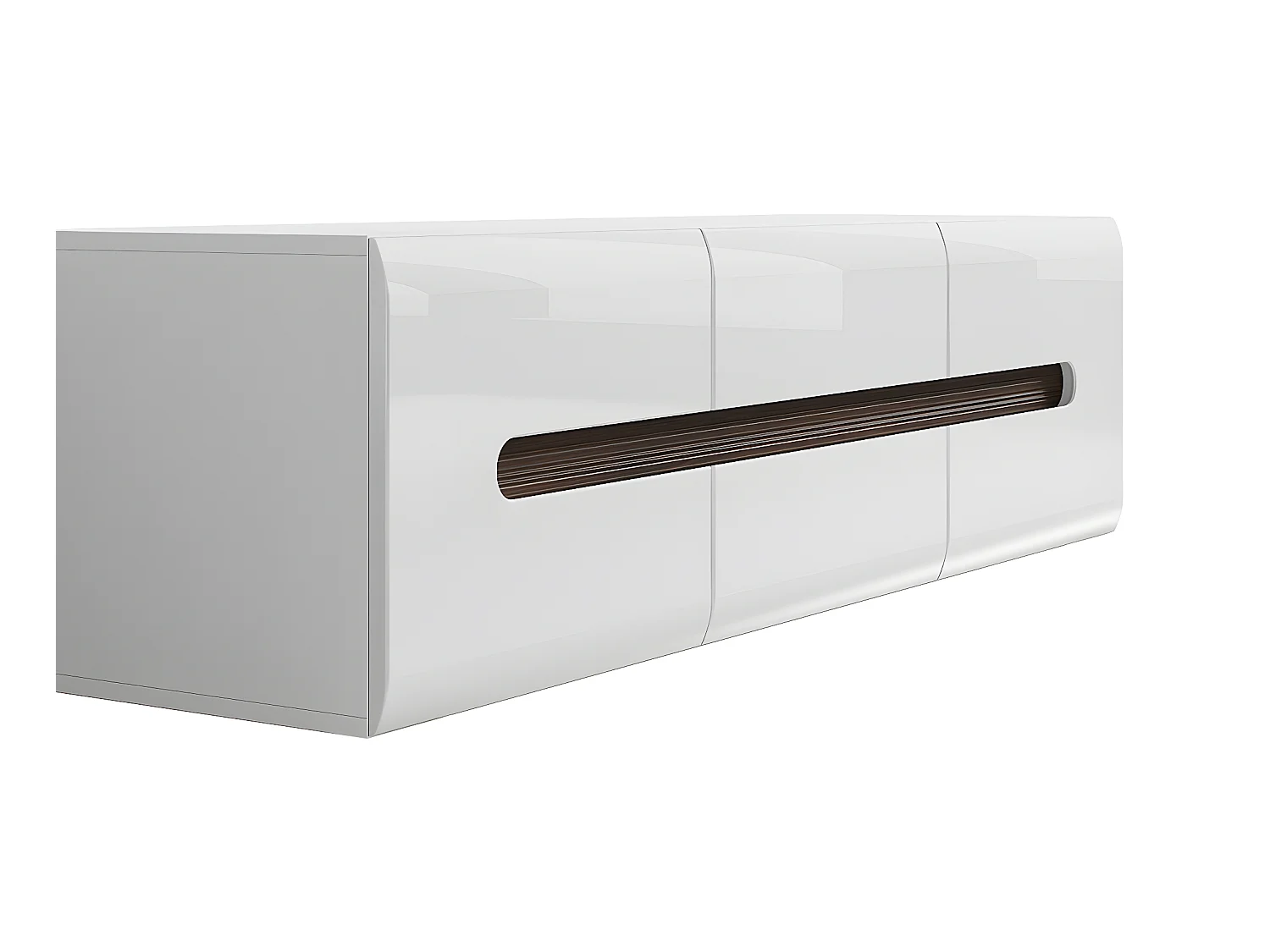 Meuble TV 2 portes 2 tiroirs 150 cm Darrel Blanc laqué et Bois