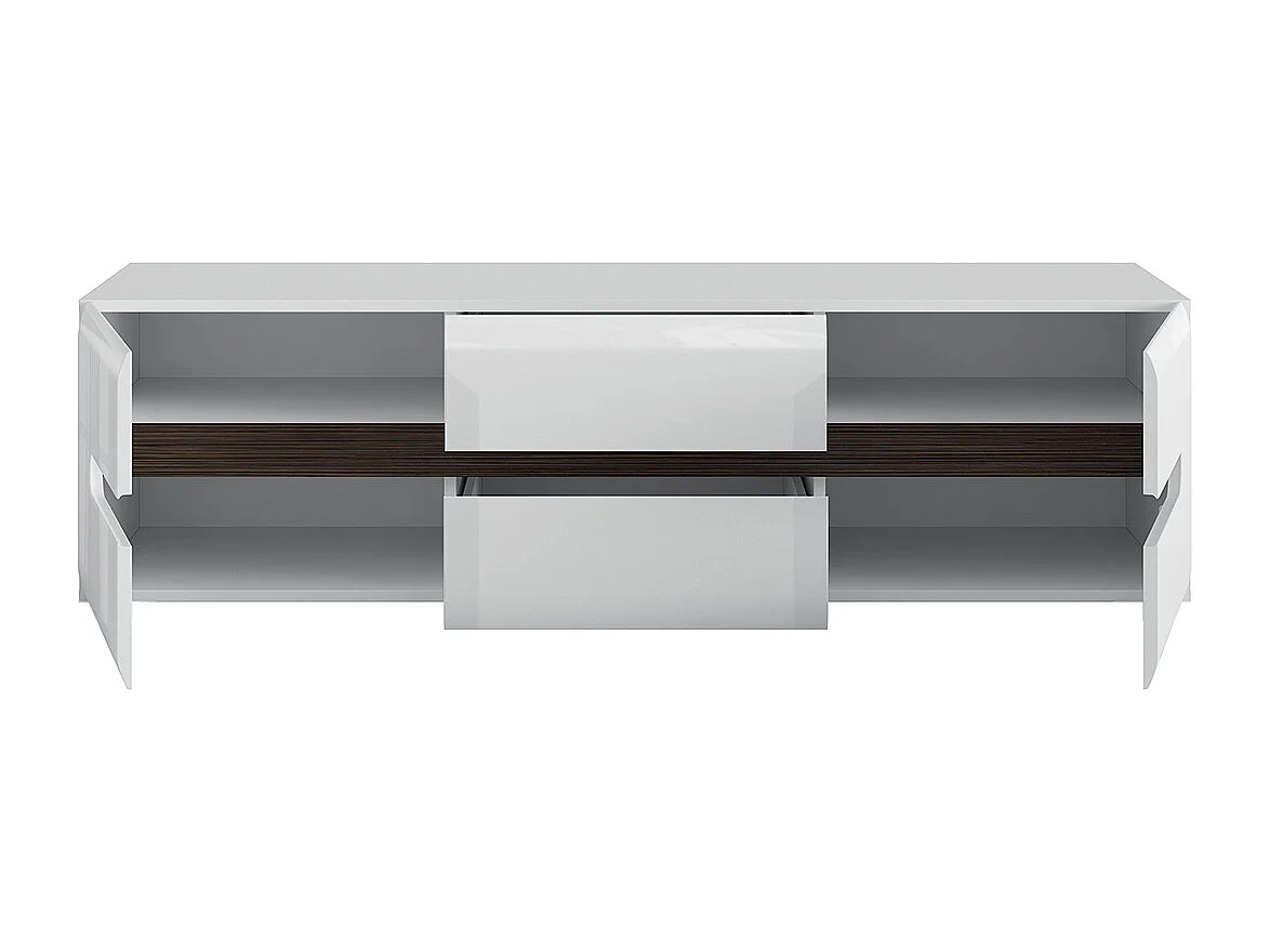 TV-Möbel 2 Türen 2 Schubladen 150 cm Darrel Weiß lackiert und Holz
