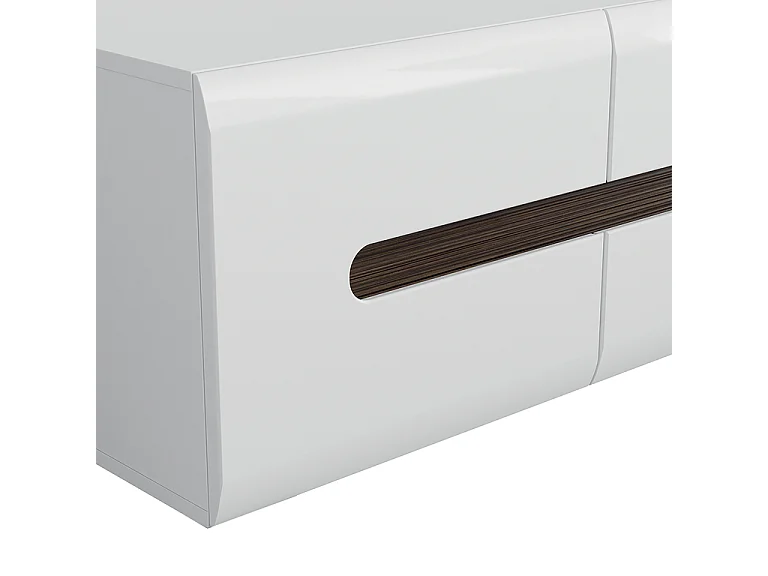 TV-Möbel 2 Türen 2 Schubladen 150 cm Darrel Weiß lackiert und Holz