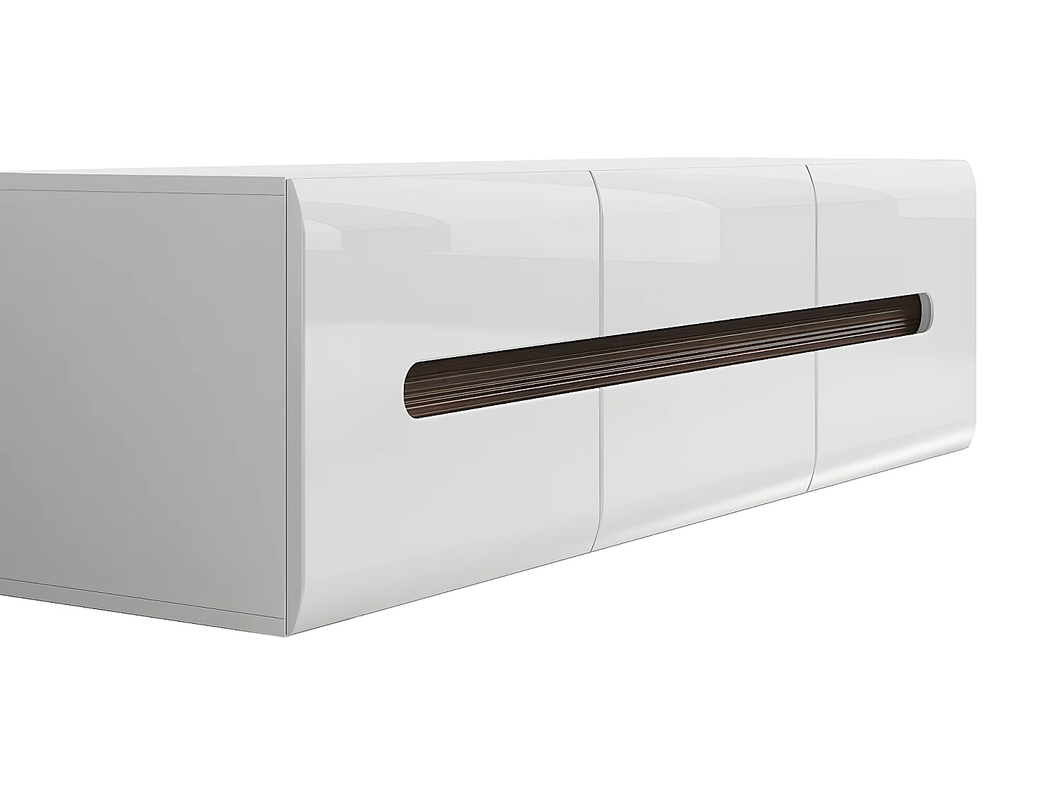 Meuble TV 2 portes 2 tiroirs 150 cm Darrel Blanc laqué et Bois